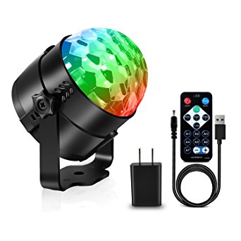 Aomees Disco Ball LED Party Lights Strobe Light 3W Sound Activated Dance Light Stage Light DJ Lights for Home Xmas Halloween Kids Birthday Party Decorations Karaoke Bar Club Outdoor (with USB)