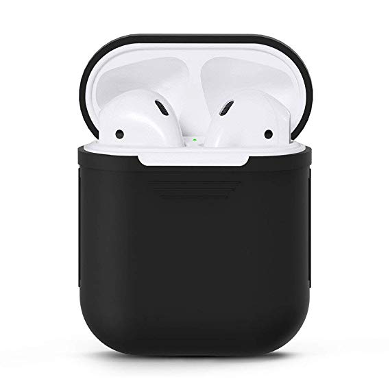 AirPods Case Airpod Case Cover Skins, iKNOWTECH for Apple AirPods Silicone Waterproof Case Shock Proof Protecitive Cover,Resistant Cover Case for Apple AirPods,iPhone X/XS/XR/X MAX7/7P/8/8P (Black)