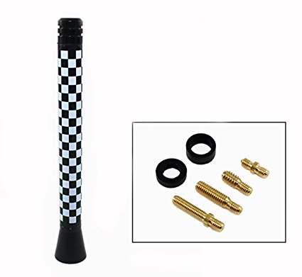 Cuztom Tuning 5" Short Checkered Blk White Flag For Mini Cooper Roof Top Radio Antenna