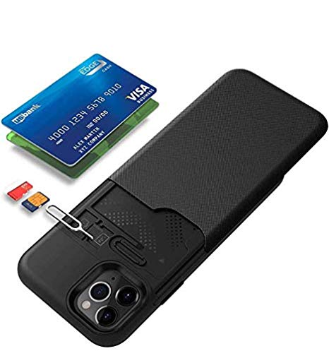 Maxace Card Holder Case for iPhone 11 Pro Max Case Wallet Soft TPU   Rugged PC 2 in1 Full Protective Anti-Knock Shockproof Case with Credit Card Holder Business Cover for iPhone 11 Pro Max 6.5 - Black