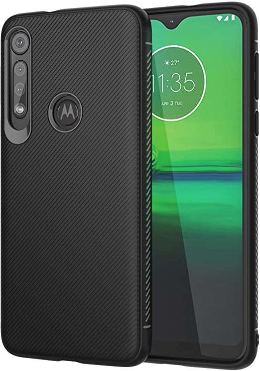 MoKo Compatible with Moto G8 Play Case/Moto One Macro Case, Lightweight Slim Shockproof Protective Cover, TPU Bumper Edge Twill Phone Case Fit Motorola Moto G8 Play/Moto One Macro - Black