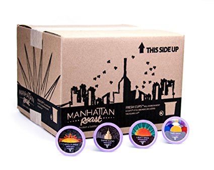 Manhattan Roast Variety Pack of our 4 Signature Blends 'Empire Blend' 'Times Brew' 'Liberty Brew' 'Chrysler Brew' Single-Serve Coffee Freshcup for ALL Keurig K-Cup Brewers [Including 2.0] 90 Count Box