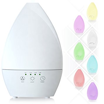 Essential Oil Diffuser - Unique Elegant Design Aromatherapy Ultrasonic Room Humidifier 200 ml For Aroma Oils Now with Adjustable Mist Timer Best among Electric Diffusers on Amazon by Island's Miracle