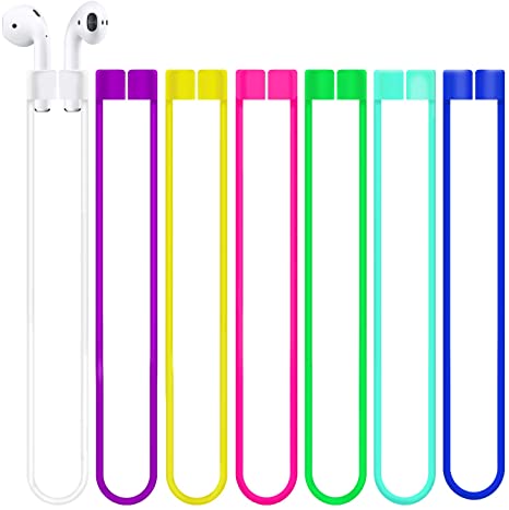 Deexeen Compatible with Anti-Lost Straps Accessory AirPods 1 2 Pro - 7 PCS Colorful Assorted Strings, Soft Sport Tether Lanyard, Running Silicone Wire Cable Connector, Silica Gel Neck Rope Cord
