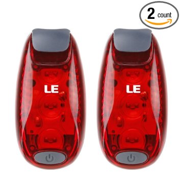 LE LED Safety Running Light(2 Pack) FREE Bonuses, Clip on Strobe/Running/Cycling/Dog Collar Lights,3 Modes Bike Tail Lights, Warning Light, High Visibility Accessories for Reflective Gear