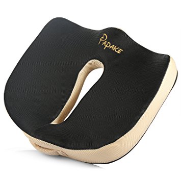 Papake Seat Cushion- Orthopedic Memory Foam with Antiskid, Air-permeable and Comfortable Design to Relieve Back, Sciatica and Tailbone Pain-Ideal for Office,Car Seat,Wheelchair,or Pregnancy.