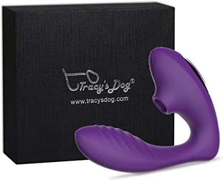 Clitoral Sucking Vibrator, Tracy’s Dog® G Spot Clit Dildo Vibrators Waterproof, Rechargeable Clitoris stimulator with 10 Suction & Vibration Patterns Sex Toys for Women (Purple)