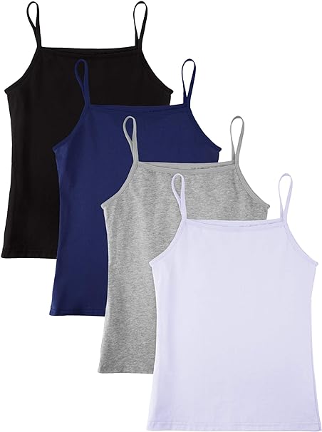 SATINIOR 4 Pieces Girls Dance Tank Top Sleeveless Spaghetti Strap Crop Tank Top for Dancewear