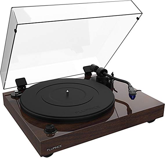 Fluance RT84 Reference High Fidelity Vinyl Turntable Record Player with Ortofon 2M Blue Cartridge, Speed Control Motor, Solid Wood Plinth, Vibration Isolation Feet - Walnut