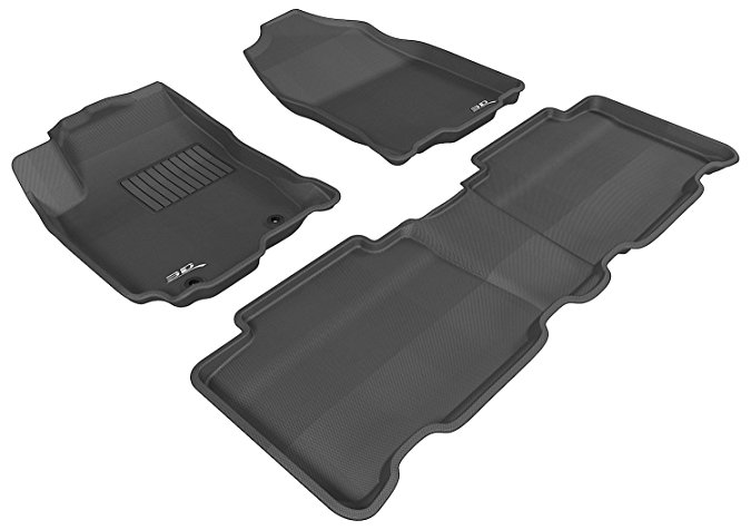 3D MAXpider Complete Set Custom Fit All-Weather Floor Mat for Select Toyota RAV4 Models - Kagu Rubber (Black)