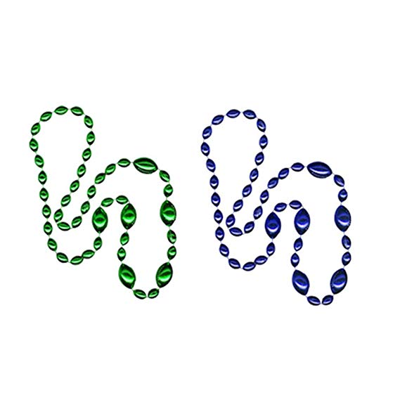 Jumbo Football Beads Green/ Royal Blue 2 Piece