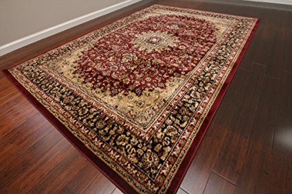 Feraghan/New City Traditional Isfahan Wool Persian Area Rug, 9 x 12'4, Burgundy/Red