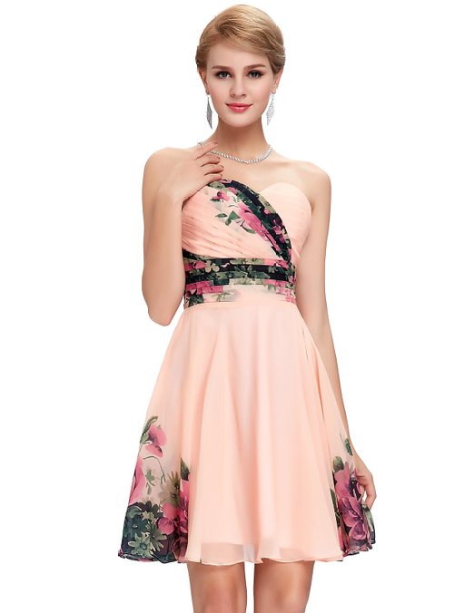 GRACE KARIN Floral Print Graceful Chiffon Prom Dress for Women (Multi-Colored)