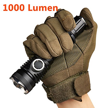 UMINTOP TD16 High Power LED Tactical Flashlight 920/1000 Lumens With Strobe, 6 Modes, Use 18650 Battery, Waterproof, Brightest Police Torch Light With Holster and Clip, 2 Optional Cree LED
