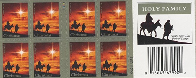 The Holy Family double-sided booklet of 20. Forever Christmas stamps 2012