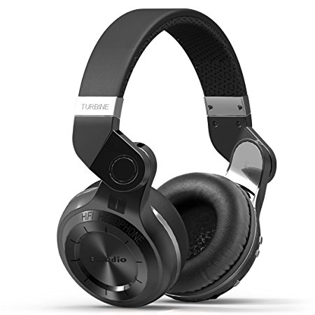 HY Bluedio T2 Bluetooth Wireless Stereo Headphones with Microphone, 57mm Drivers, 195° Rotary Folding , Hurricane Series, Support Wired Black