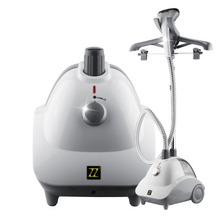 ZZ GS121 High-Powered Standing Garment Steamer with Removable Wheels, Garment Hanger and Fabric Brush, 1500W, Grey