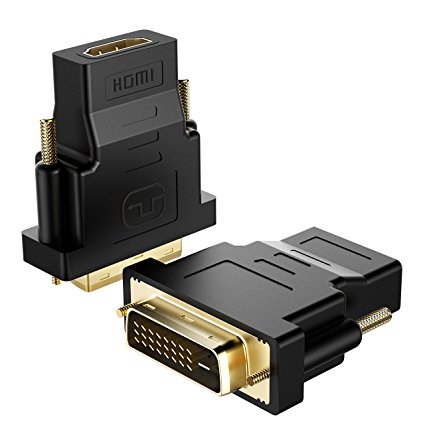 HDMI to DVI Adapter, TOPELEK 2 Pack Full 1080P HDMI Female to DVI Male Adapter Converter- Black