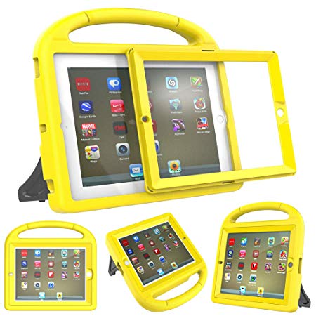 eTopxizu Kids Case with Built-in Screen Protector for iPad 4, iPad 3 and iPad 2, Shockproof Convertible Handle Stand Case Cover for iPad 2nd 3rd 4th Generation, Canary Yellow