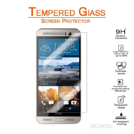 MOUKOU HTC One M9 Screen Protector Tempered Glass Protector Rounded Edges Premium Tempered Glass Screen for HTC One M9