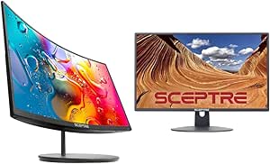 Sceptre 27" Curved FHD 75Hz LED Monitor (C275W-1920RN) 24" Professional Thin 1080p LED Monitor (E248W-19203R Series)