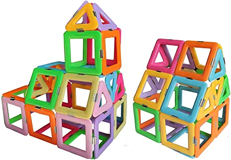 Manve Magnetic Tiles Building Blocks Toys, 40 Pcs Preschool Kids Educational Construction Toys Sets