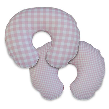 Boppy Microfiber Nursing Pillow Slipcover, Pink and White Jumbo Plaid