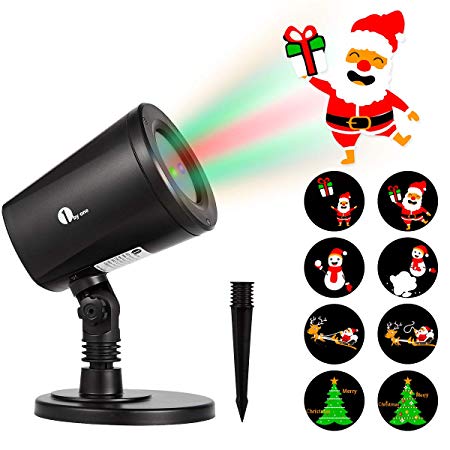 1byone Christmas Lights Projector Decorations Auto-Shifting Images & Switchable Pattern Outdoor/Indoor Use, Ip65 Water-Resistant