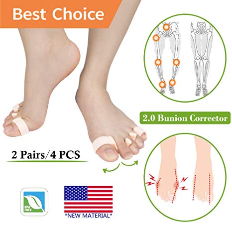 Orthopedic Bunion Corrector 2.0 and Bunion Relief Protectors, Soft Gel Toe Separators Stretchers for Relaxing Toes, Hammer Toe and More, for Women and Men（2 Pairs）