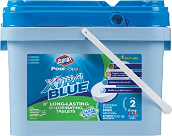 CLOROX Pool&Spa XtraBlue 3-Inch Long Lasting Chlorinating Tablets, 25-Pound Chlorine