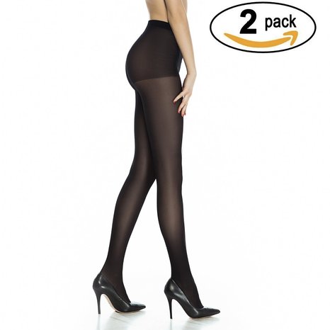 2 Pack Tights for Women Control Top Sheer to Opaque Black Nude Italian Design