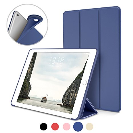 Apple iPad Air2 9.7 Inch Smart Cover, DTTO Ultra Slim Lightweight Smart Case Trifold Cover Stand with Flexible Soft TPU Back Cover for iPad Apple iPad Air2,9.7-inch [Auto Sleep/Wake], Navy Blue
