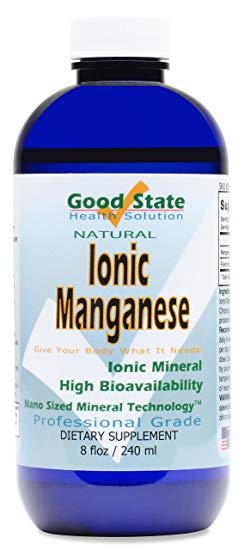 Good State | Natural Ionic Manganese | Liquid Concentrate | Nano Sized Mineral Technology | Professional Grade Dietary Supplement | Helps Prevent Osteoporosis & Inflammation | 8 Fl oz Bottle (240 mL)