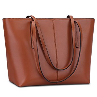 S-ZONE Women's Fashion Handbag Genuine Leather Shoulder Bag Large Tote Bags