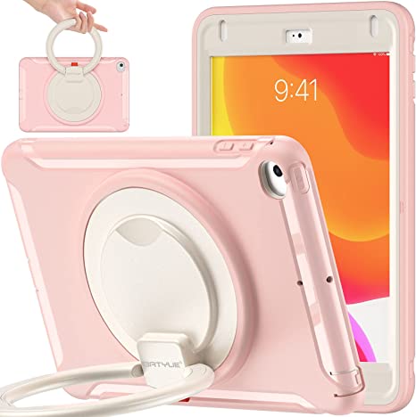 BATYUE iPad Mini 5 Case & iPad Mini 4 Case;for iPad Mini 5 (2019) & iPad Mini 4 (2015);Protective Rugged Case with Pencil Holder, 360° Swivel Stand;iPad Mini Case for Kids, Boys, Girls-CheeryPink