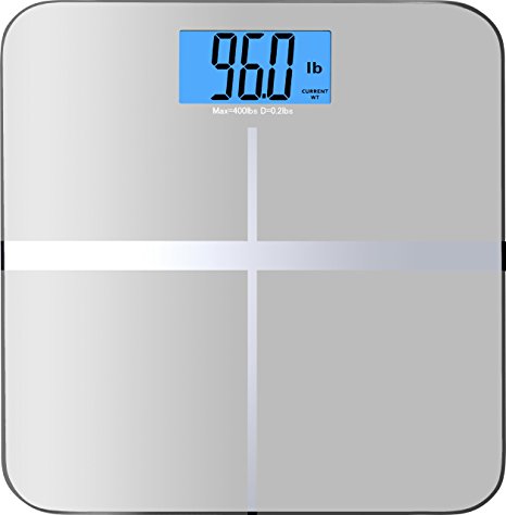 BalanceFrom High Accuracy Premium Digital Bathroom Scale with 3.6" Extra Large Dual Color Backlight Display and "Smart Step-On" Technology [NEWEST VERSION] (Silver)