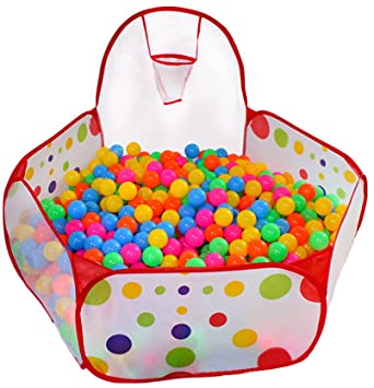 KUUQA Kids Playpen Play Tent Ball Pit Pool with Mini Basketball Hoop Packed into Red Zippered Storage Bag for Toddlers, Pets 3.93Ft (Balls not Included)