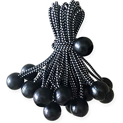 ABCCANOPY Heavy Duty Ball Bungee Canopy Tarp Tie Down Cord Elastic String Ball Bungee tarp Ball Ties(Black&White 20pcs, 9")