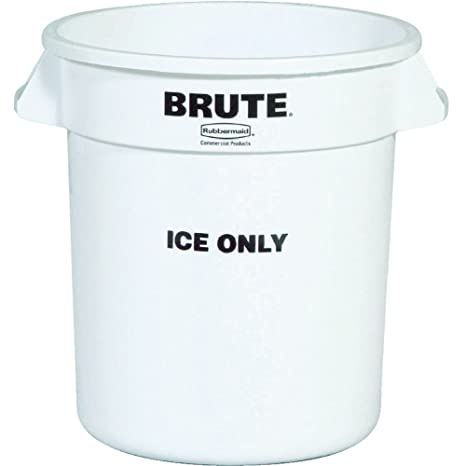 Rubbermaid Commercial Brute Ice-Only Trash Can Container, 10-Gallon, White