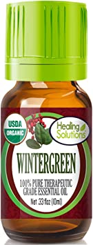 Organic Wintergreen Essential Oil (100% Pure - USDA Certified Organic) Best Therapeutic Grade Essential Oil - 10ml
