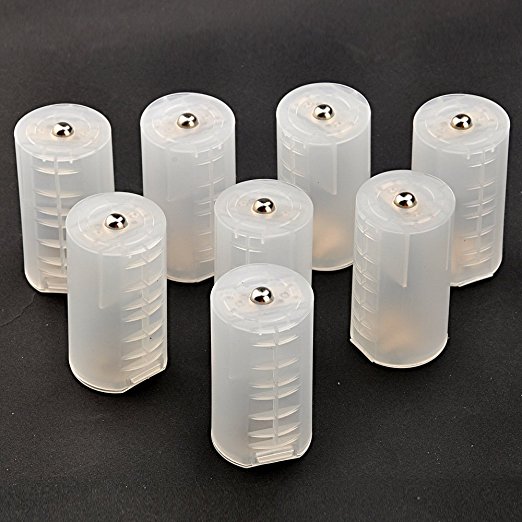 WINOMO 8pcs AA to Size D Battery Adapters Converter Cases