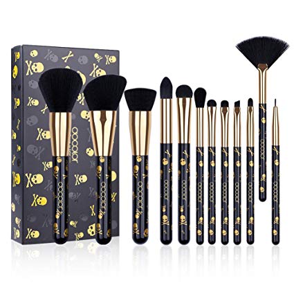 Docolor Goth Makeup Brush Set，12 Pieces Professional Makeup Brushes Face Powder Foundation Blending Blush Eye Shadow Cosmetics Brushes with Box