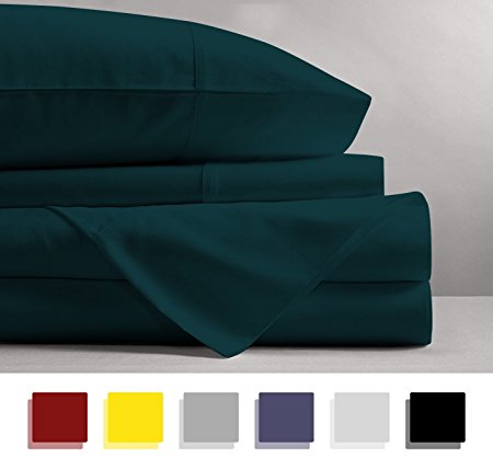 Mayfair Linen 100% EGYPTIAN COTTON Sheets, TEAL QUEEN Sheets Set, 800 THREAD COUNT Long Staple Cotton, SATEEN Weave for Soft and Silky Feel, Fits Mattress upto 18'' DEEP Pocket