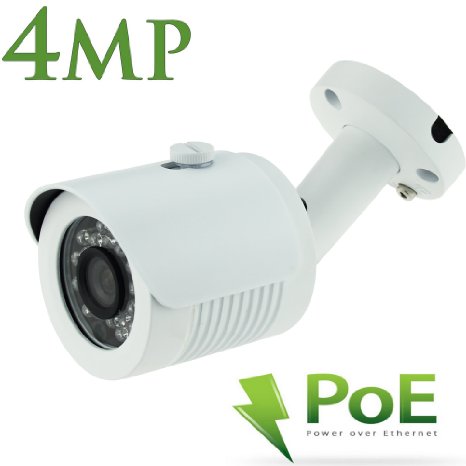 Alptop® AT-LBH400 4MP H.265 Ultra HD IP PoE Network Bullet Security Camera With 3.6mm Wide Angle Lens, ONVIF 2.4, Outdoor/Indoor IP66 Weatherproof Vandalproof, 24x IR LEDs