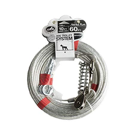 Pet Champion Aerial Run Reflective 60 Feet Trolley System with 10 Feet Runner