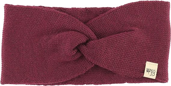 Minus33 Everyday Knit Twist Headband- 100% Merino Wool - Midweight Women's Warm Headband - Winter Ear Warmers - Burgundy - One Size