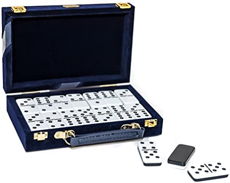 Fashion Avenue Designer Double Six Two Tone Professional Jumbo Size Tournament Dominoes Set with Spinners