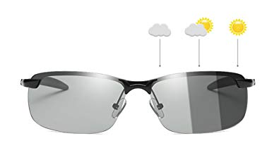 GAMT Polarized Photochromic Lens Sunglasses Day and Night Driving Semi Frame Photosensitive Sunglasses for Men