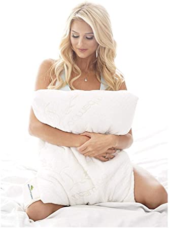 Woosa Premium Adjustable Gel Shredded Memory Foam Pillow with Cooling   Washable Hypoallergenic Bamboo Removable Cover - Orthopedic Neck Support for Home and Hotel Collection (Standard)
