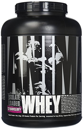 Universal Nutrition Animal Whey Isolate Loaded Whey Protein Powder Supplement, Strawberry, 5 Pound